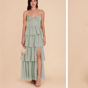 Elegant Sage Green Tiered Maxi Dress
